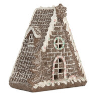 Clayre &amp; Eef   | Decoratie Huis met LED Bruin Wit 17x10x18 cm | 6PR5824