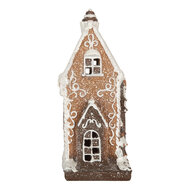 Clayre &amp; Eef   | Decoratie Huis met LED Bruin Wit 15x9x20 cm | 6PR5825