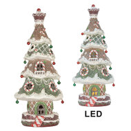Clayre &amp; Eef   | Kerstdecoratie Kerstboom met LED Bruin Groen 15x12x36 cm / 3xAAA | 6PR5828