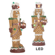 Clayre &amp; Eef   | Kerstdecoratie Notenkraker met LED Bruin Wit 13x10x31 cm / 3xAAA | 6PR5829