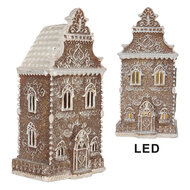 Clayre &amp; Eef   | Decoratie Huis met LED Bruin Wit 12x11x25 cm | 6PR5832