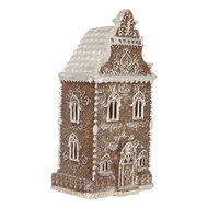 Clayre &amp; Eef   | Decoratie Huis met LED Bruin Wit 12x11x25 cm | 6PR5832