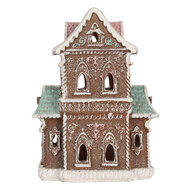 Clayre & Eef | Decoratie Huis met LED Bruin Roze 15x12x20 cm | 6PR5844