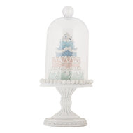 Clayre & Eef | Glazen Stolp met decoratie Wit Blauw ø 13x27 cm | 6PR5847