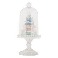 Clayre & Eef | Glazen Stolp met decoratie Wit Blauw ø 13x27 cm | 6PR5847