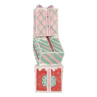 Clayre & Eef | Decoratie van opgestapelde Cadeautjes Rood Groen 14x16x36 cm | 6PR5848