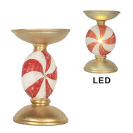 Clayre & Eef | Kandelaar met LED Goudkleurig Wit ø 10x16 cm | 6PR5851