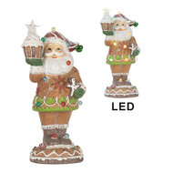 Clayre & Eef | Kerstdecoratie Kerstman met LED Bruin Wit 15x13x32 cm / 3xAAA | 6PR5853