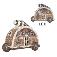 Clayre & Eef | Decoratie Huis met LED Bruin Wit 21x11x16 cm | 6PR5854