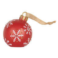 Clayre & Eef | Decoratie hanger Kerstbal met LED Rood Wit ø 12x14 cm | 6PR5858