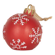Clayre & Eef | Decoratie hanger Kerstbal met LED Rood Wit ø 12x14 cm | 6PR5858