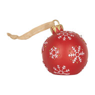 Clayre & Eef | Decoratie hanger Kerstbal met LED Rood Wit ø 12x14 cm | 6PR5858
