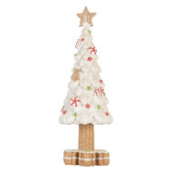 Clayre &amp; Eef   | Kerstdecoratie Kerstboom Wit Bruin &oslash; 12x33 cm | 6PR5860