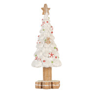 Clayre &amp; Eef   | Kerstdecoratie Kerstboom Wit Bruin &oslash; 12x33 cm | 6PR5860