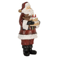Clayre & Eef | Kerstdecoratie Kerstman met taart Rood Wit 10x10x21 cm | 6PR5862