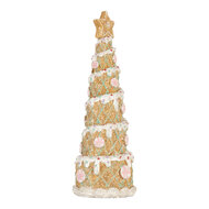 Clayre &amp; Eef   | Kerstdecoratie Kerstboom Bruin Wit &oslash; 9x25 cm | 6PR5866