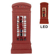 Clayre & Eef | Kerstdecoratie telefooncel met Notenkraker Rood 9x9x21 cm / 3xAAA | 66412