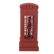 Clayre & Eef | Kerstdecoratie telefooncel met Notenkraker Rood 9x9x21 cm / 3xAAA | 66412