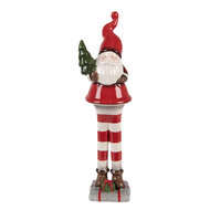 Clayre & Eef | Kerstdecoratie Kerstman Rood Wit 9x8x30 cm | 6CE2265