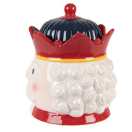Clayre & Eef | Voorraadpot Deksel Rood Wit ø 16x19 cm | 6CE2266