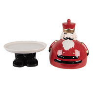 Clayre & Eef | Decoratief Schaaltje met Deksel Rood Wit ø 17x25 cm | 6CE2267