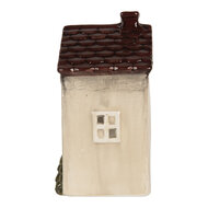 Clayre & Eef | Theelichthouder Kerst Huisje Beige Rood 10x8x15 cm | 6CE2279