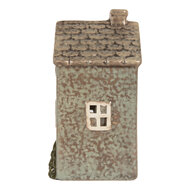 Clayre & Eef | Theelichthouder Kerst Huisje Groen Beige 10x8x15 cm | 6CE2281