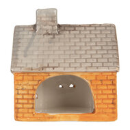 Clayre & Eef | Theelichthouder Kerst Huisje Oranje Beige 13x8x14 cm | 6CE2283