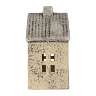 Clayre & Eef | Theelichthouder Kerst Huisje Beige Grijs 13x8x15 cm | 6CE2289
