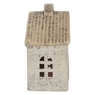 Clayre & Eef | Theelichthouder Kerst Huisje Grijs Beige 11x7x16 cm | 6CE2290