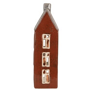 Clayre & Eef | Theelichthouder Kerst Huisje Bruin Grijs 10x7x26 cm | 6CE2295
