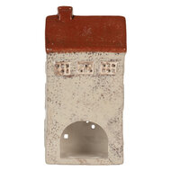 Clayre & Eef | Theelichthouder Kerst Huisje Beige Bruin 12x8x24 cm | 6CE2296