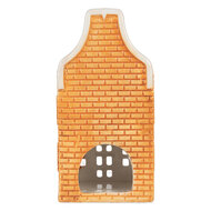 Clayre & Eef | Theelichthouder Kerst Huisje Oranje Rood 9x10x19 cm | 6CE2299