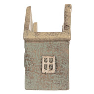 Clayre & Eef | Theelichthouder Kerst Huisje Groen Beige 22x9x15 cm | 6CE2306