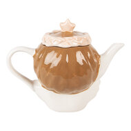 Clayre &amp; Eef   | Theepot Beige Roze 21x12x16 cm / 650 ml | 6CETE0184