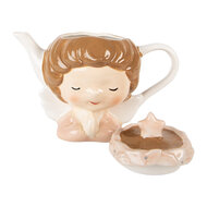 Clayre &amp; Eef   | Theepot Beige Roze 21x12x16 cm / 650 ml | 6CETE0184