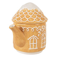 Clayre & Eef | Theepot met Mok Bruin Wit 19x12x23 cm / 550 ml / 450 ml | 6CETE0213