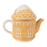 Clayre & Eef | Theepot met Mok Bruin Wit 19x12x23 cm / 550 ml / 450 ml | 6CETE0213