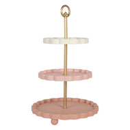 Clayre & Eef | Etagère Roze Wit ø 30x50 cm | 6H2458