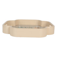 Clayre &amp; Eef   | Decoratief Dienblad set van 2 Beige Roze 30x30x5 / 24x24x5 cm | 6H2461