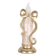 Clayre & Eef | Decoratie kaars met LED Goudkleurig Roze 10x10x25 cm / 2xAAA | 6PR5776