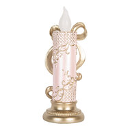 Clayre & Eef | Decoratie kaars met LED Goudkleurig Roze 10x10x25 cm / 2xAAA | 6PR5776