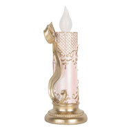 Clayre & Eef | Decoratie kaars met LED Goudkleurig Roze 10x10x25 cm / 2xAAA | 6PR5776