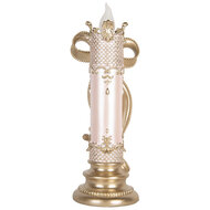 Clayre & Eef | Decoratie kaars met LED Goudkleurig Roze 13x12x34 cm / 2xAA | 6PR5777