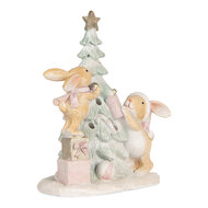 Clayre & Eef | Decoratie Konijnen met LED Bruin Wit 14x8x16 cm | 6PR5880