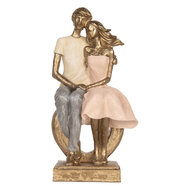 Clayre & Eef | Decoratie zittend Koppel Goudkleurig Roze 14x12x28 cm | 6PR5901