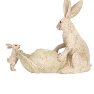 Clayre & Eef | Decoratie Konijnen met schaal Beige 29x14x26 cm | 6PR5905