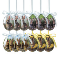 Clayre &amp; Eef   | Decoratie Hanger Ei (set 12) Meerkleurig &oslash; 4x5 cm | 65904