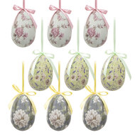 Clayre & Eef | Decoratie Hanger Ei (set 9) Meerkleurig ø 5x8 cm | 65906
