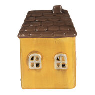 Clayre & Eef | Decoratie Huisje met LED Geel Bruin 7x6x10 cm | 6CE2268